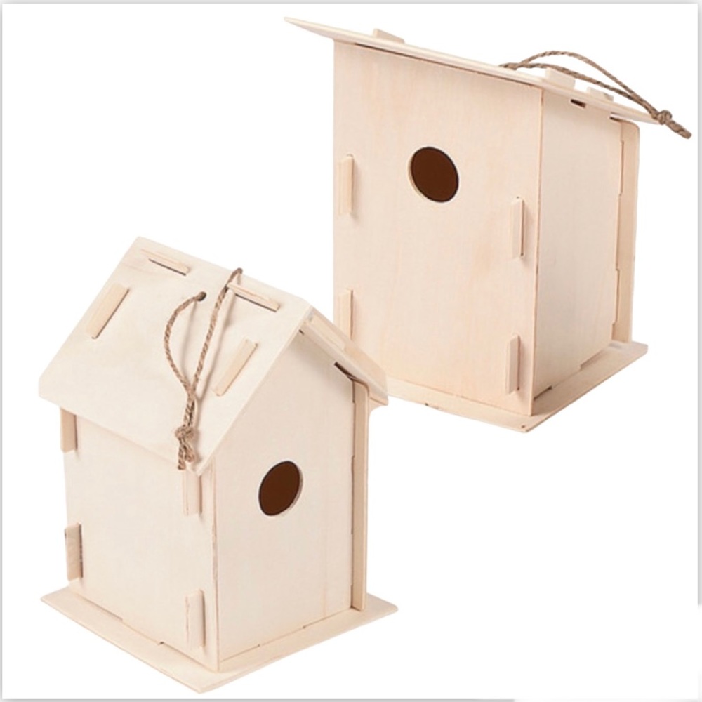 Unfinished Wooden Snap Together Victorian Style Birdhouse & Bird Feeder Kits